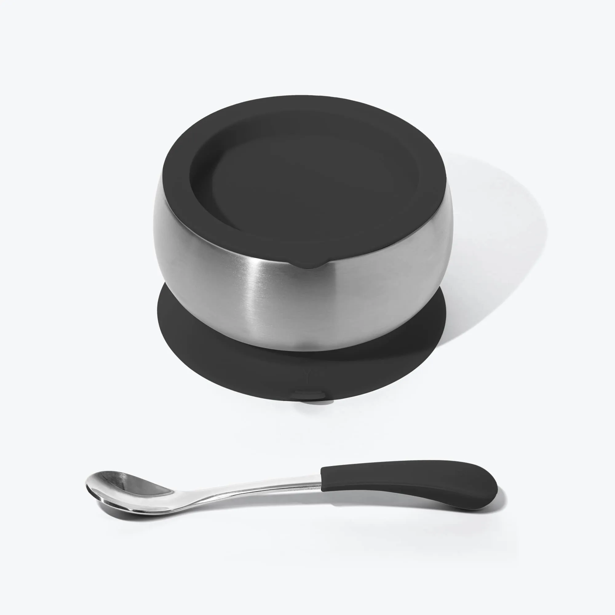 Avanchy Stainless Steel Baby Bowl With Spoon Combo   Air Tight Lid - Black