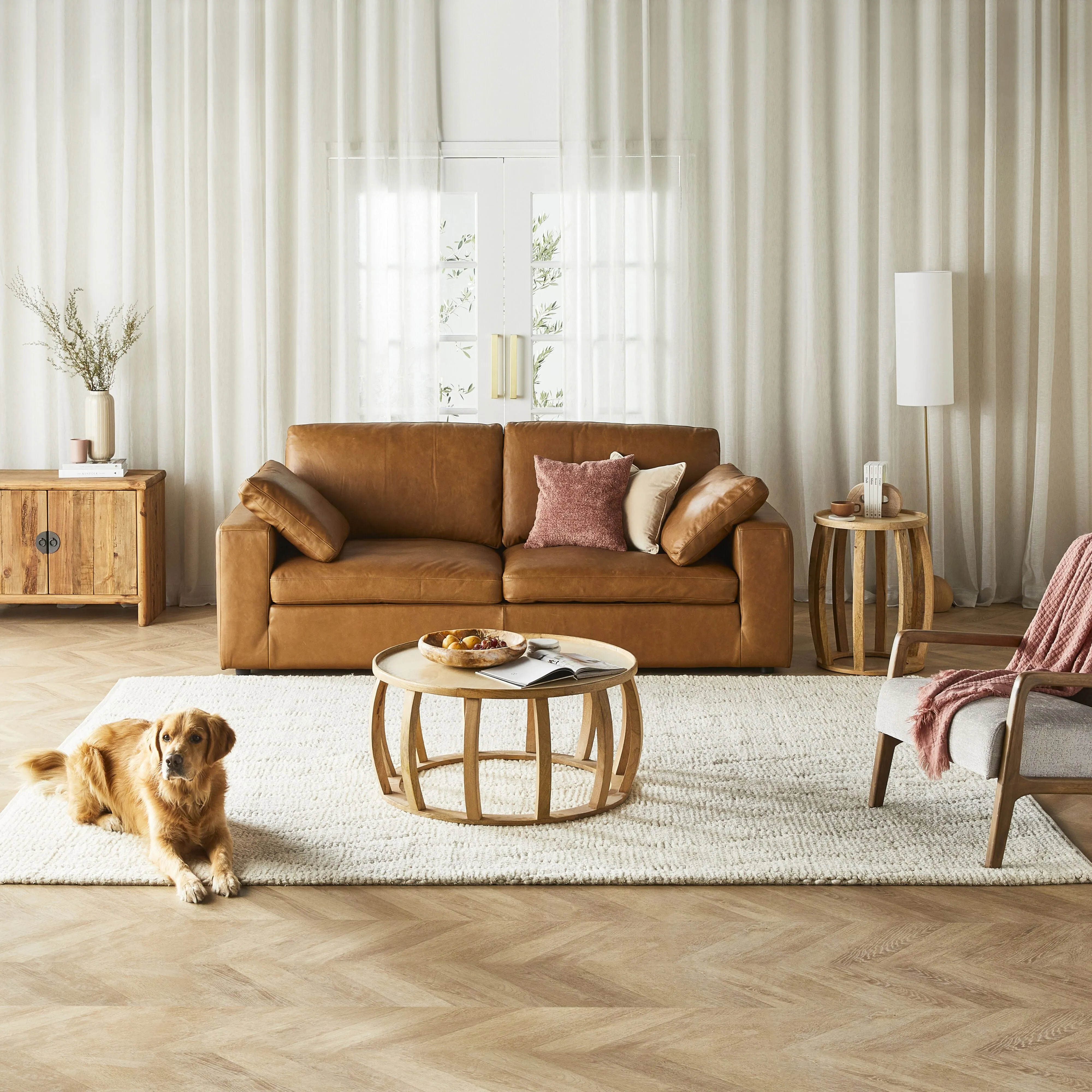 Blakely 3 Seater Leather Sofa Dakota Light Chestnut