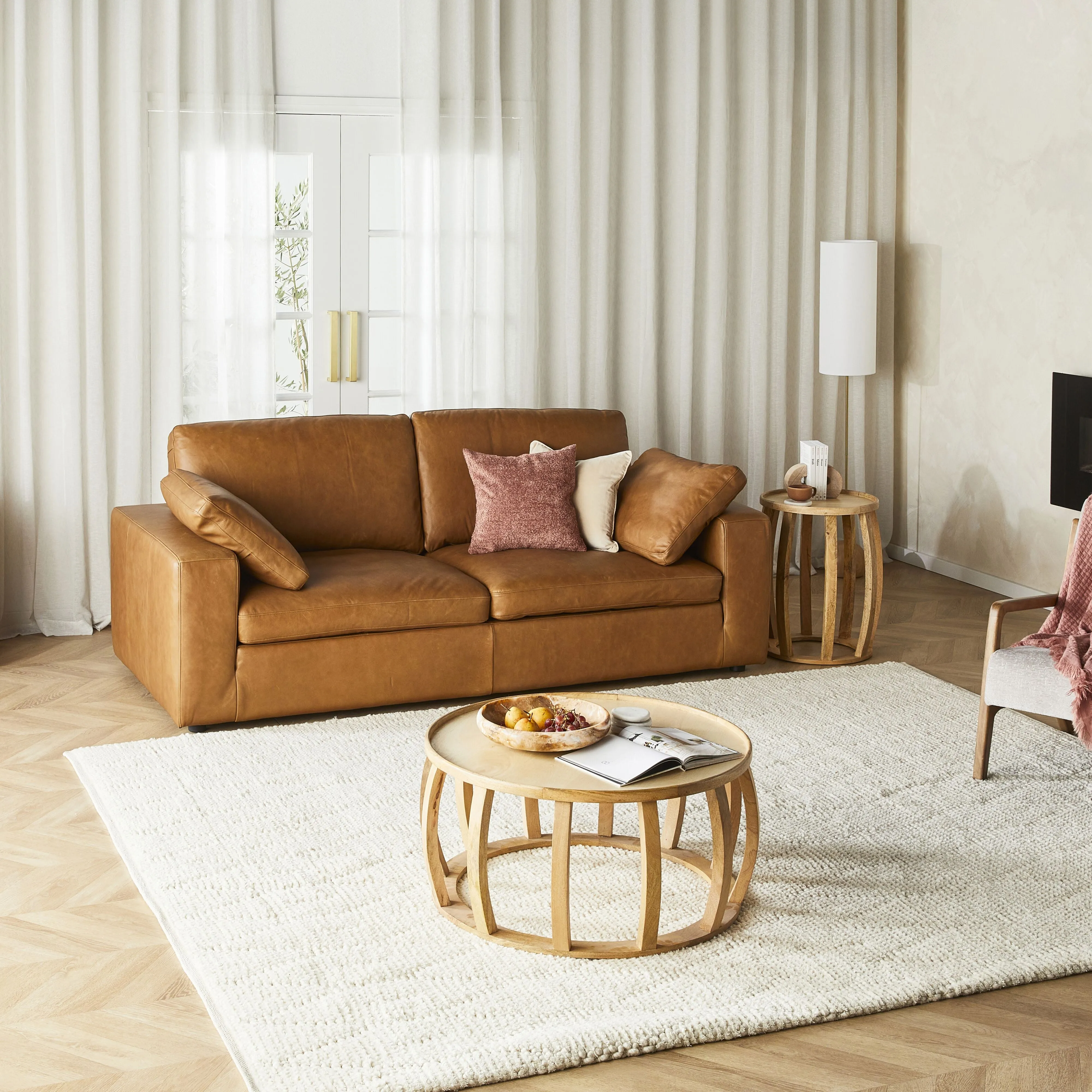 Blakely 3 Seater Leather Sofa Dakota Light Chestnut