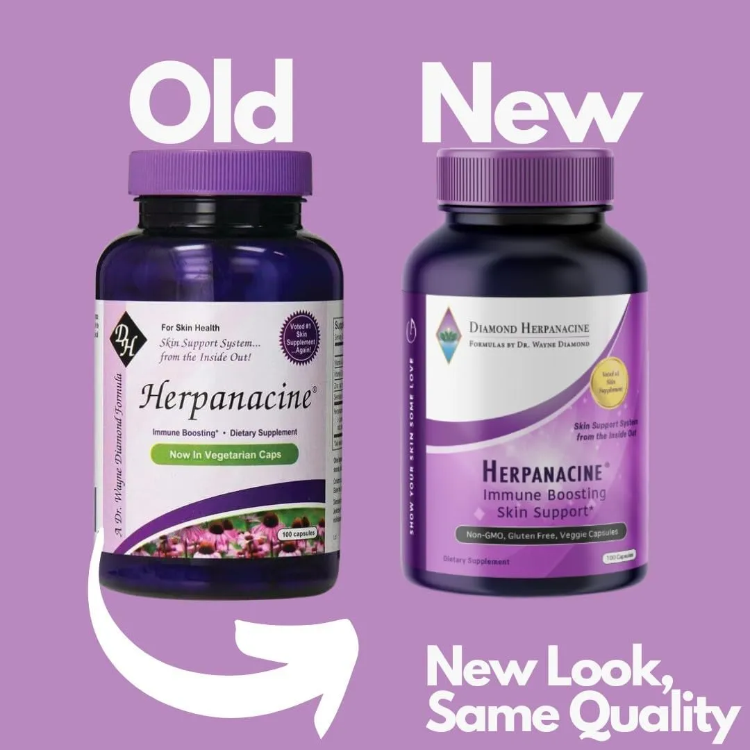 Diamond Herpanacine, Natural Skin Care and Immune Support - Vitamins to Help Clear Skin - Complete Skin and Immune System Support from the Inside Out - Made with Natural Ingredients - (100 Count)