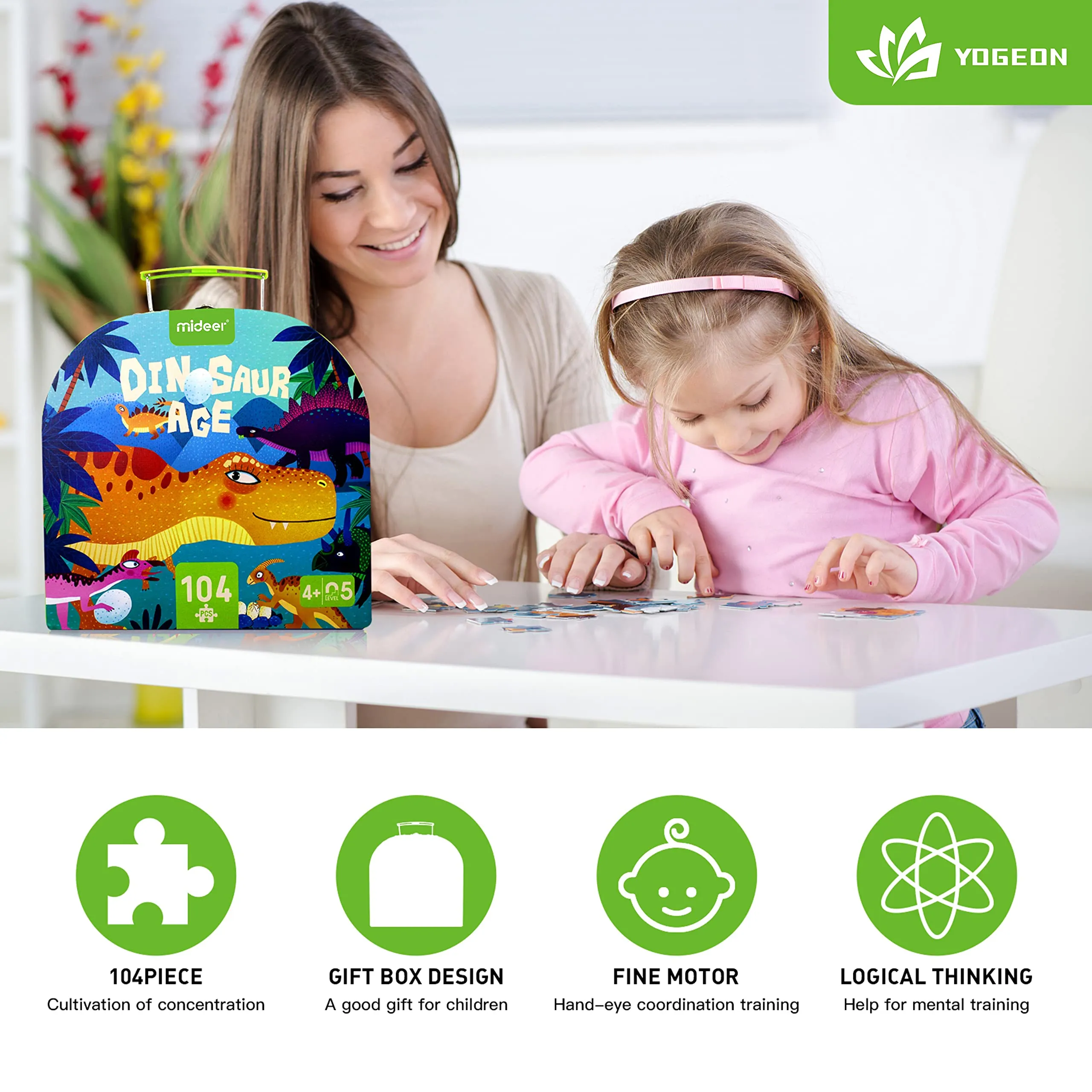 DinoDreams Adventure Puzzle - 104 Pieces for Engaging Prehistoric Age Exploration Fun
