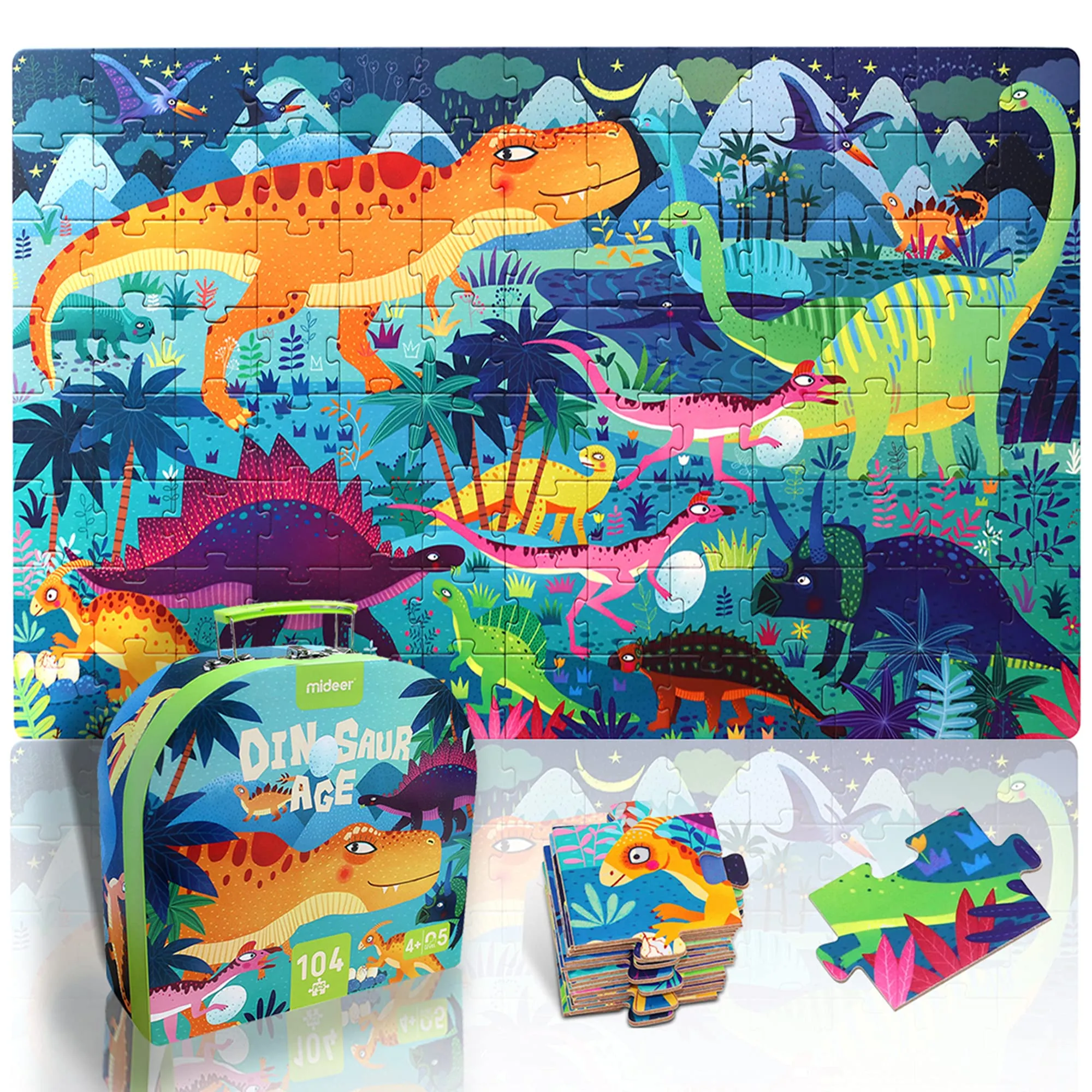 DinoDreams Adventure Puzzle - 104 Pieces for Engaging Prehistoric Age Exploration Fun