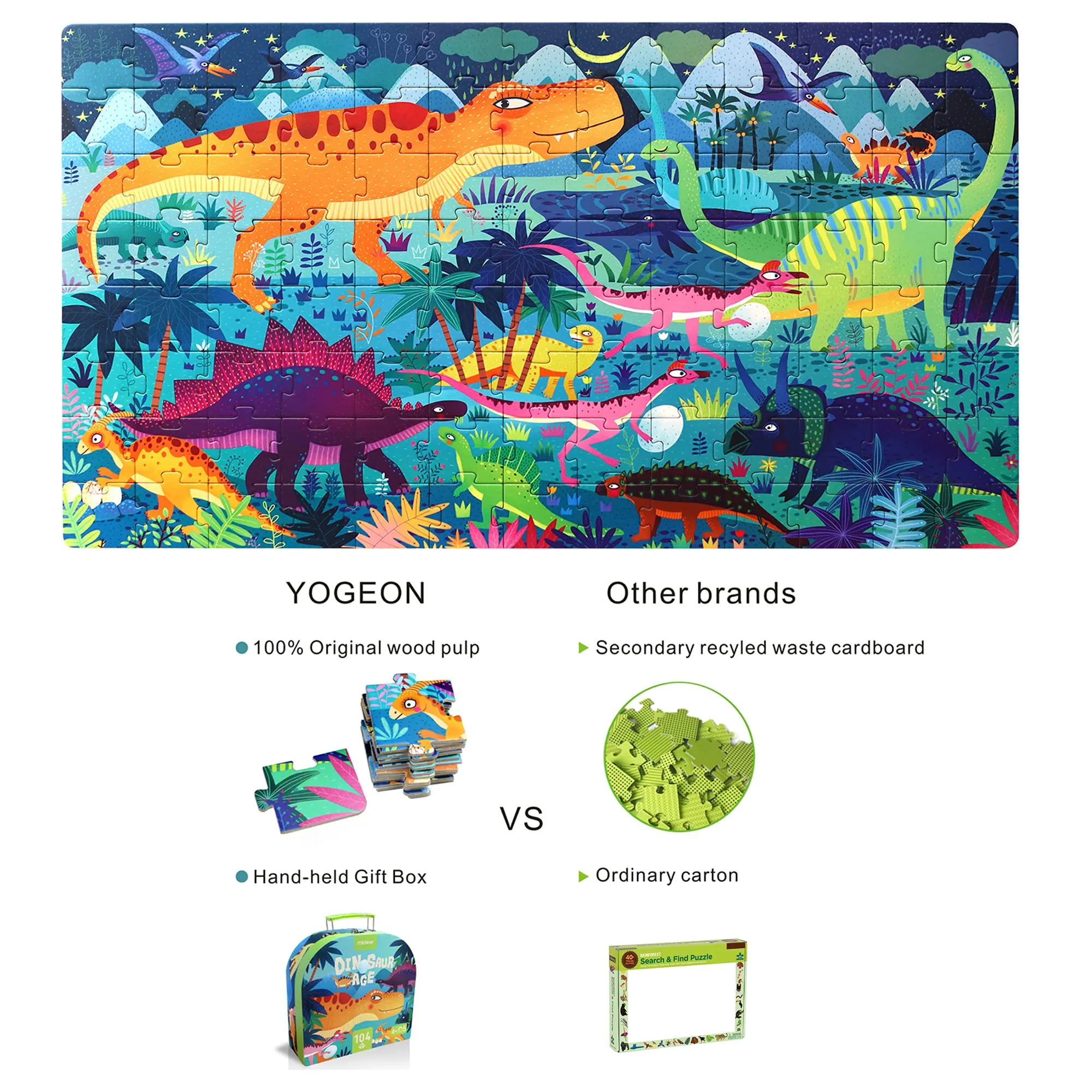 DinoDreams Adventure Puzzle - 104 Pieces for Engaging Prehistoric Age Exploration Fun
