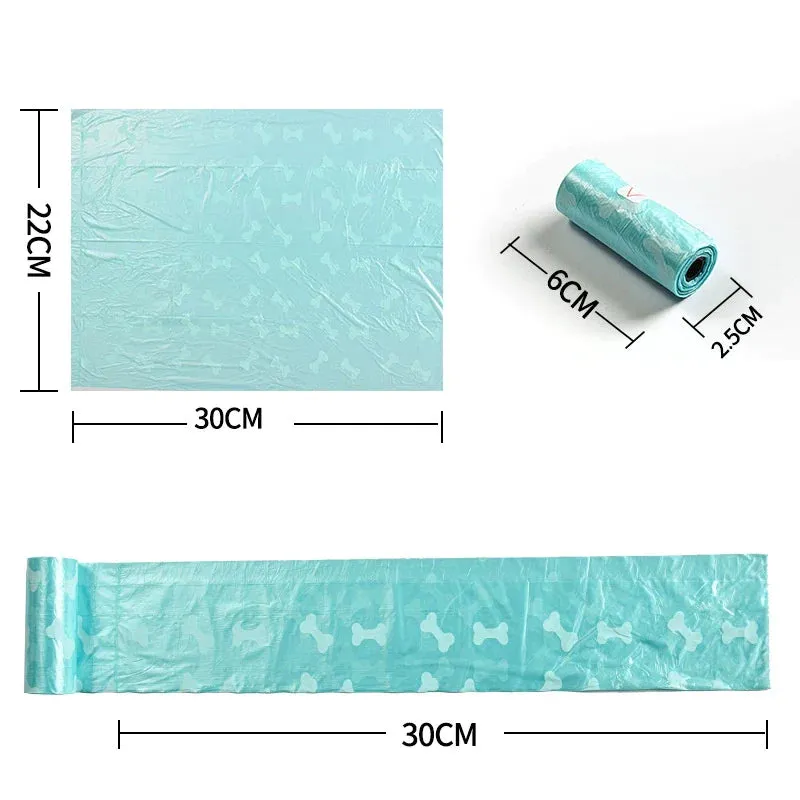 Upgraded printed Dog Poop Waste Refuse Cleanup Doggy Roll Replacements for Outdoor Puppy Walking and Travel Thick Plastic