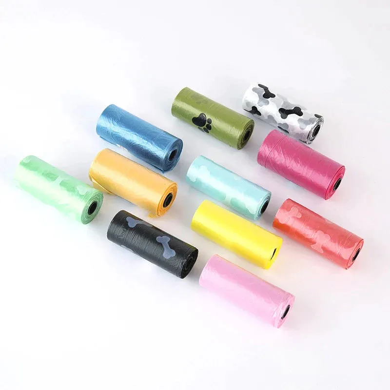 Upgraded printed Dog Poop Waste Refuse Cleanup Doggy Roll Replacements for Outdoor Puppy Walking and Travel Thick Plastic