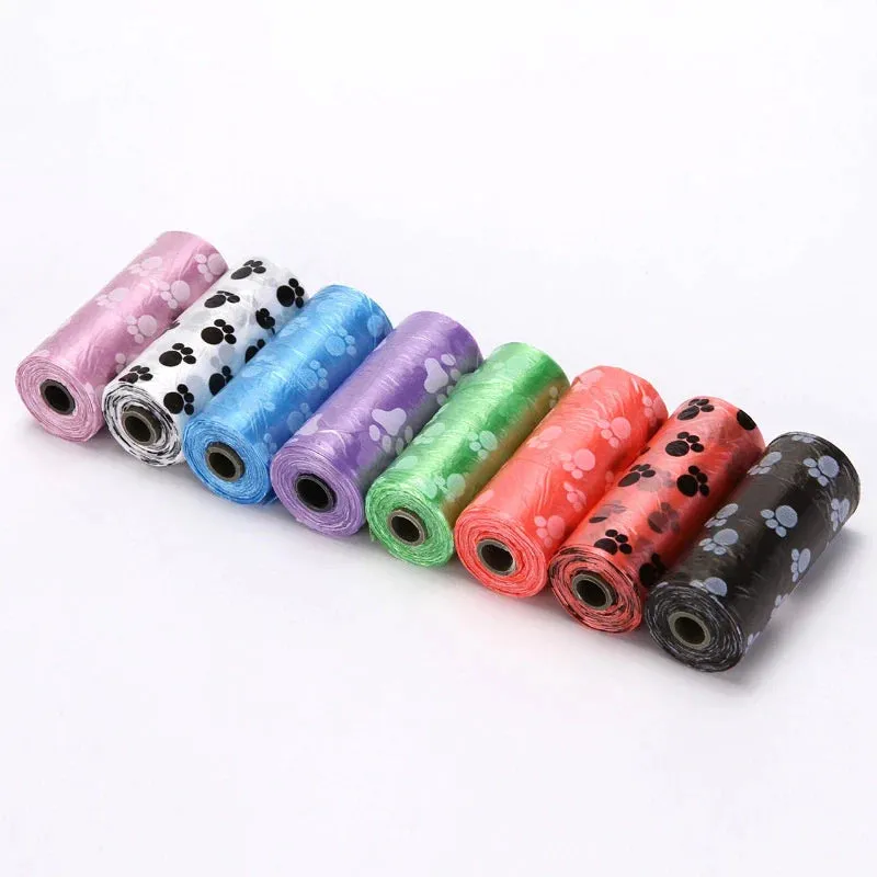 Upgraded printed Dog Poop Waste Refuse Cleanup Doggy Roll Replacements for Outdoor Puppy Walking and Travel Thick Plastic