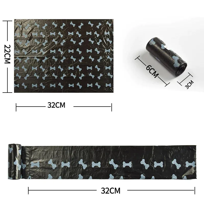 Upgraded printed Dog Poop Waste Refuse Cleanup Doggy Roll Replacements for Outdoor Puppy Walking and Travel Thick Plastic